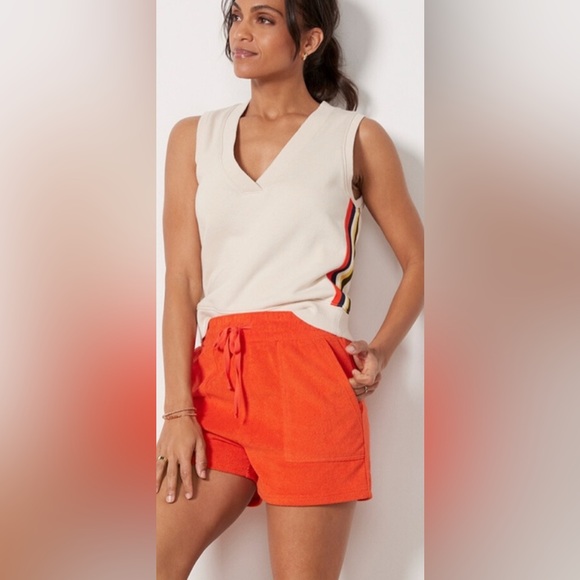 Evereve Preppy Vest Classic  Sweater Women White Cotton V-Neck M - Picture 1 of 9